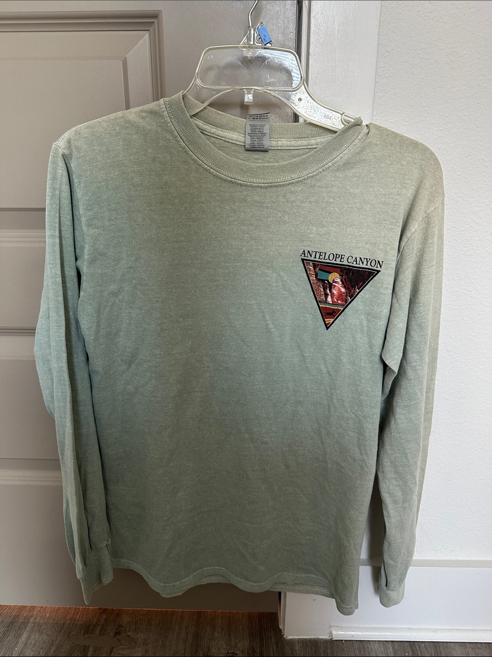 Gildan Antelope Canyon Long Sleeve Tee - Sage Green with Multicolor Graphic